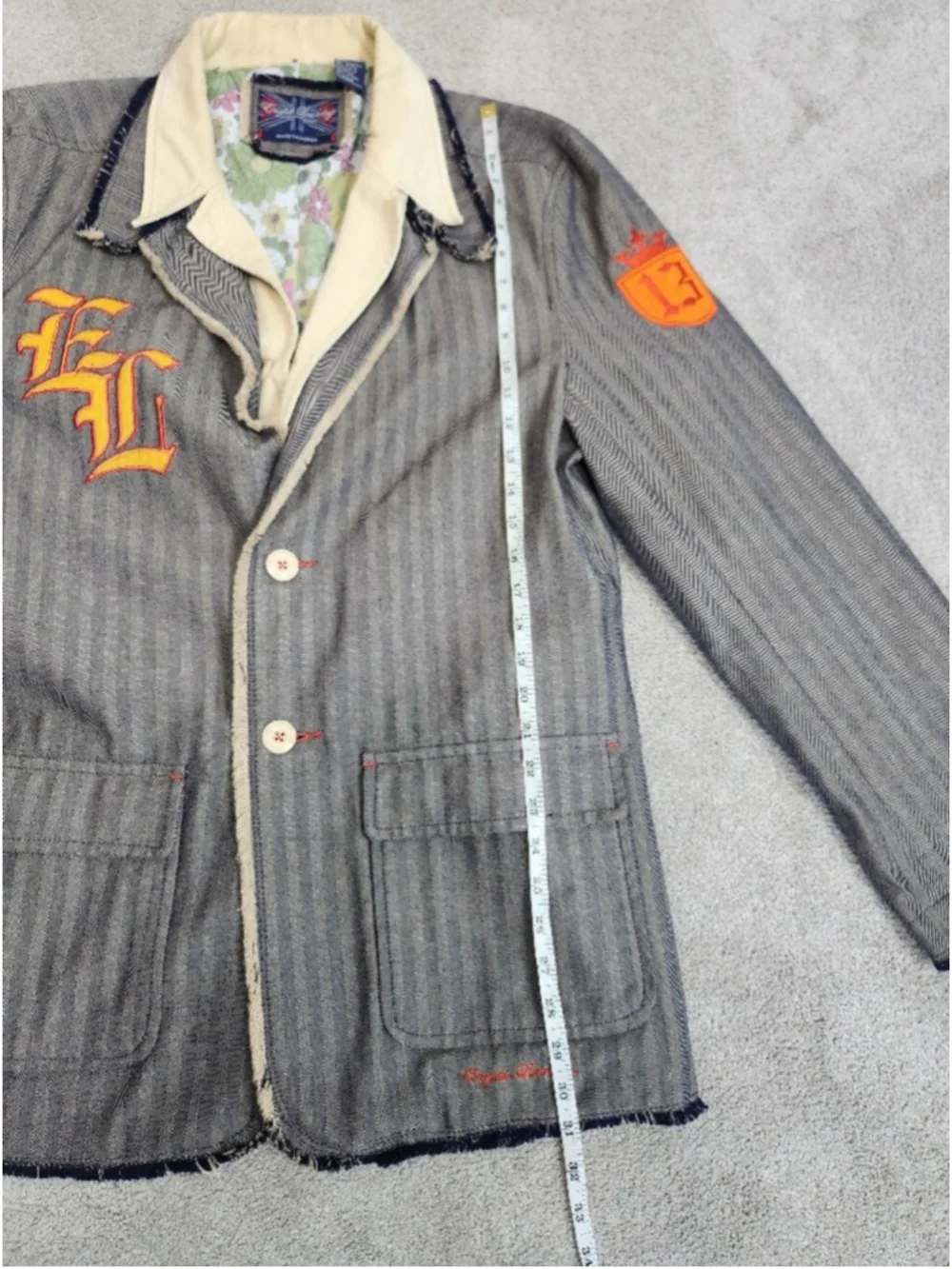 English Laundry Men's Graphic Statement Blazer Jacket Grunge Indiesleeze Size L